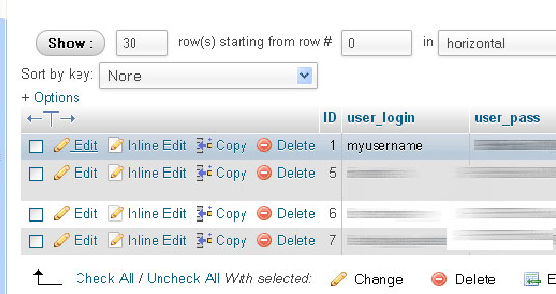 Edit the row with your WordPress username